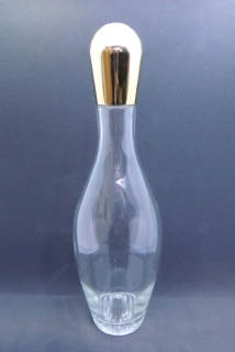 Lahev ve tvaru kuželky – průhledná / zlatý uzávěr